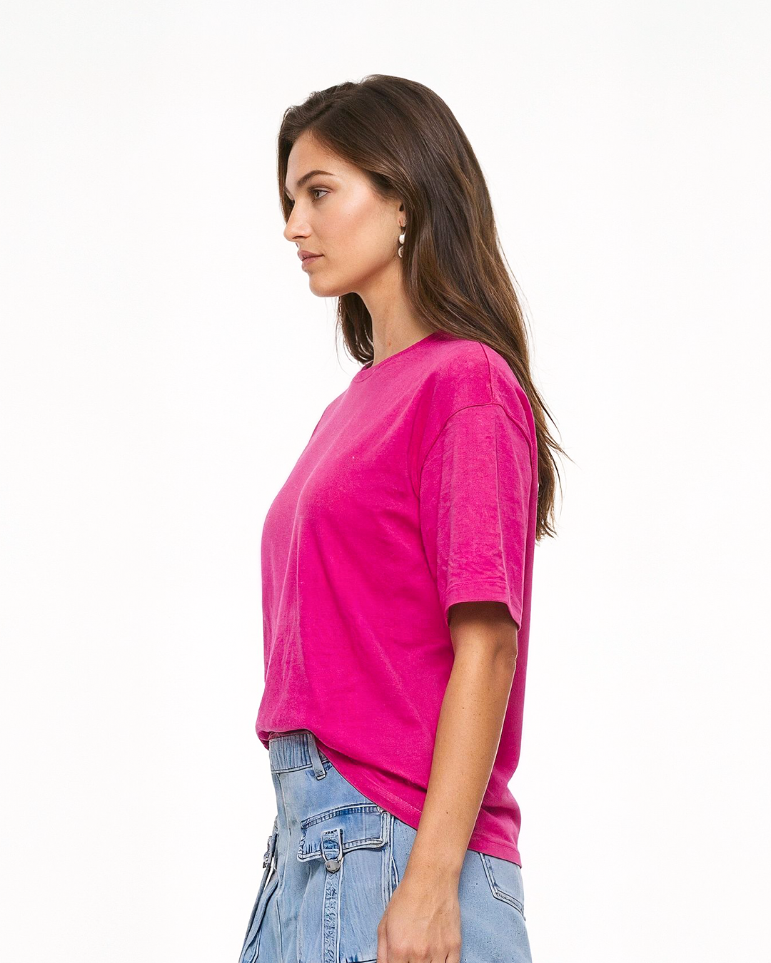 Hot Pink Plain Oversized T-Shirt