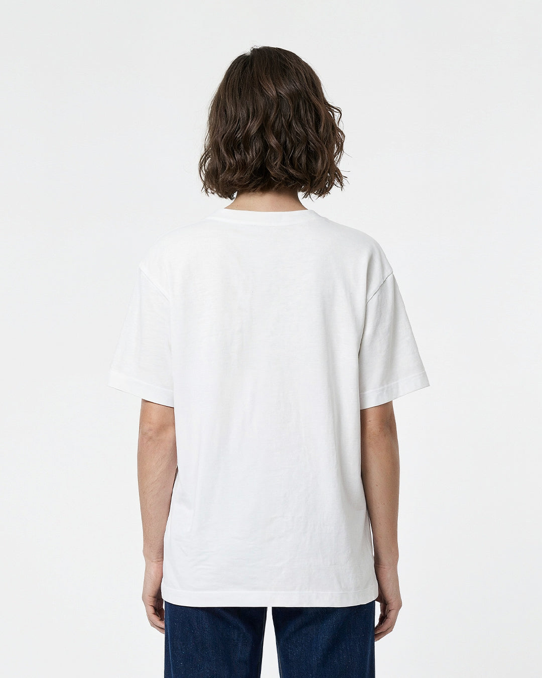 White Plain V-Neck Oversize T-Shirt