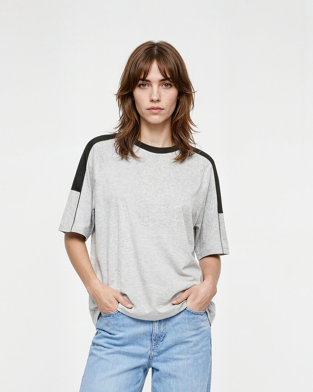 Grey Downtown Plain Oversize T-Shirt