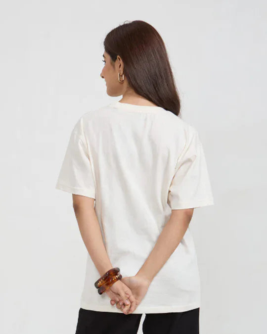 RB Cream Plain Oversized T-Shirt by Real Baysics, 100% Pure fabric