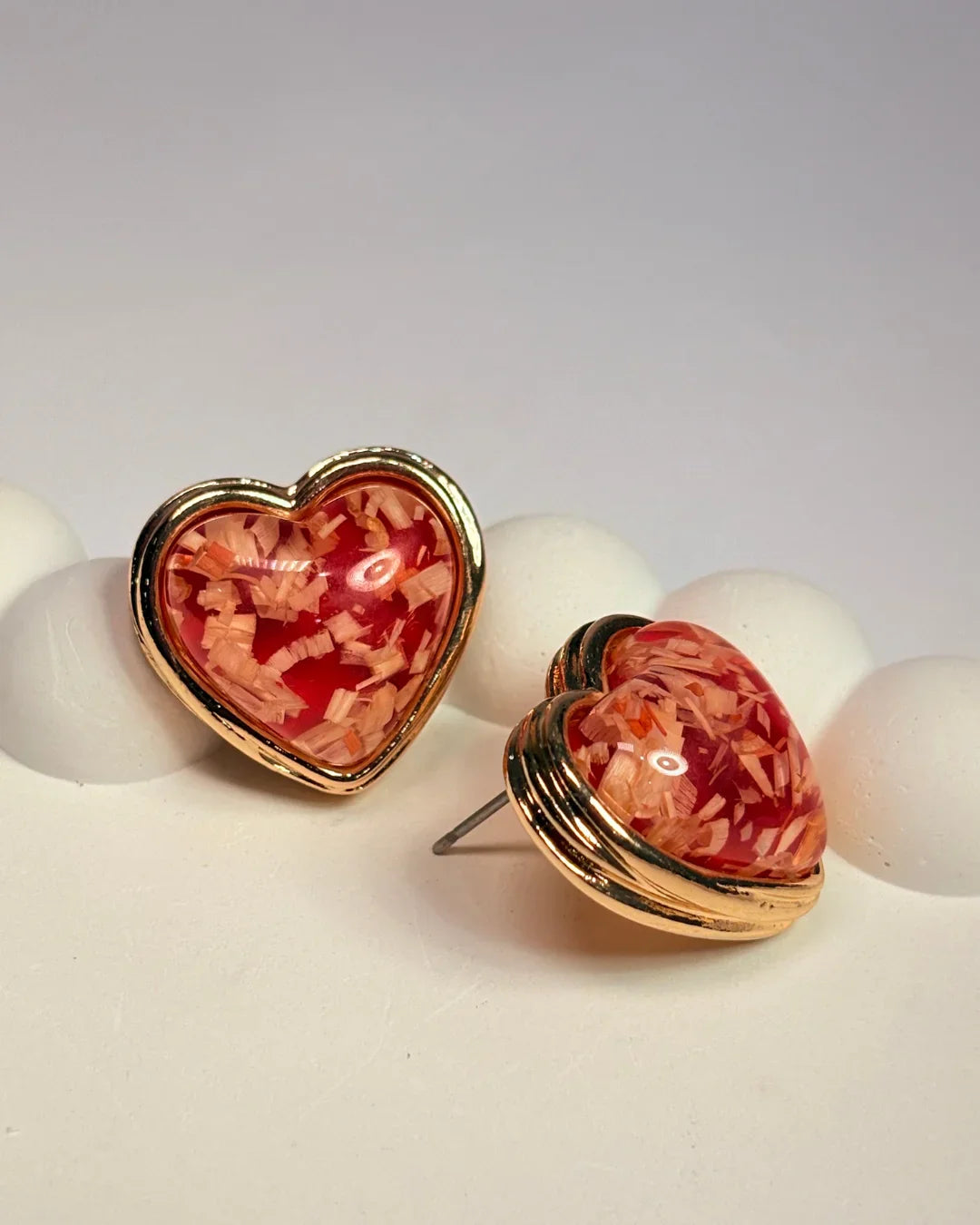 Red Heart Confetti Studs