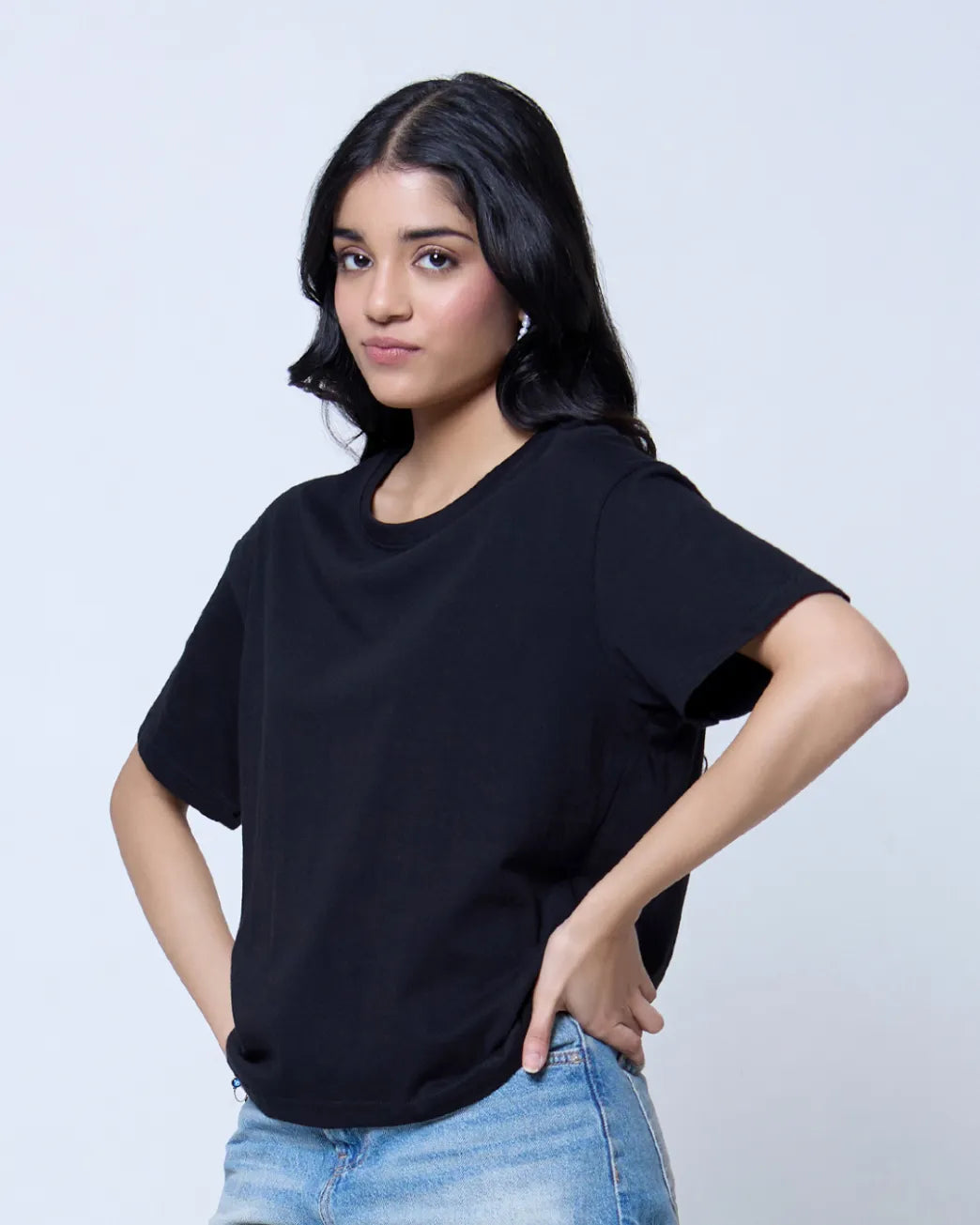 Black Plain Boxy Oversize T-Shirt