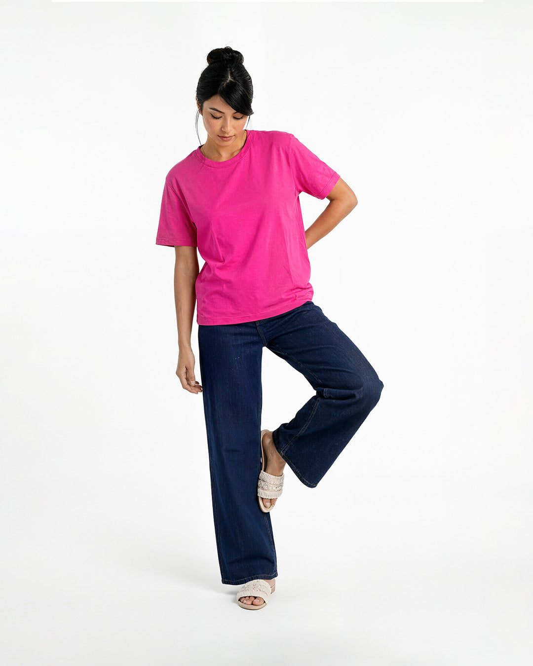 Hot Pink Plain T-Shirt
