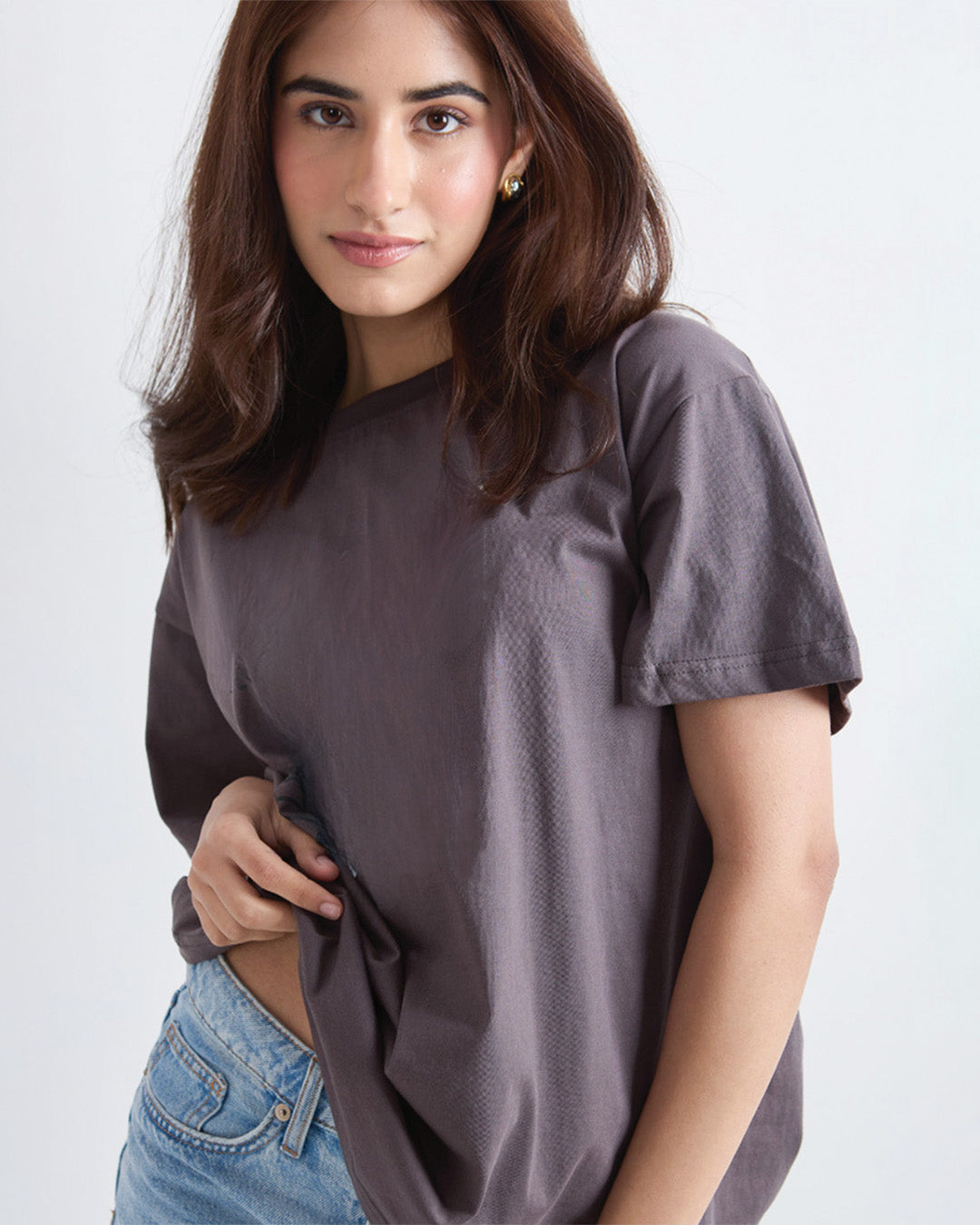 Dark Grey Plain Oversized T-Shirt