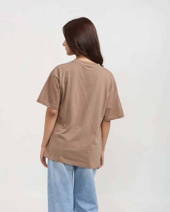 Camel Plain Oversized T-Shirt