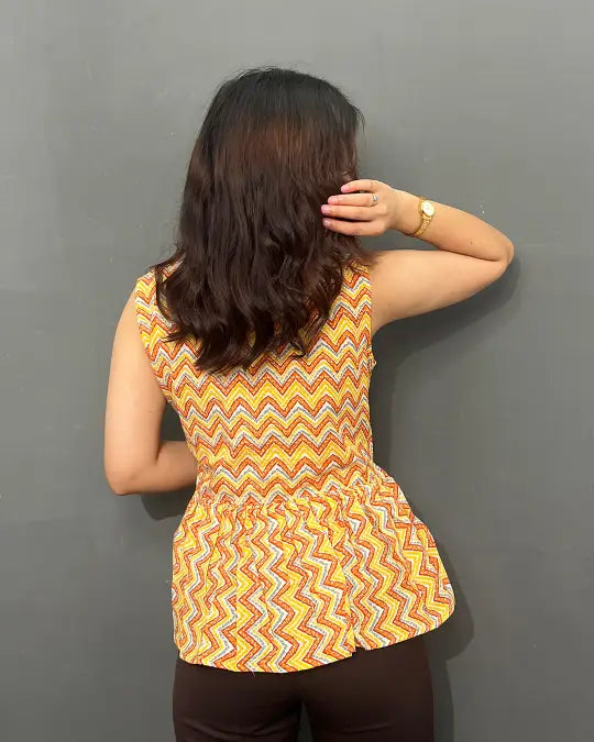 Tangerine Peplum Cotton Top