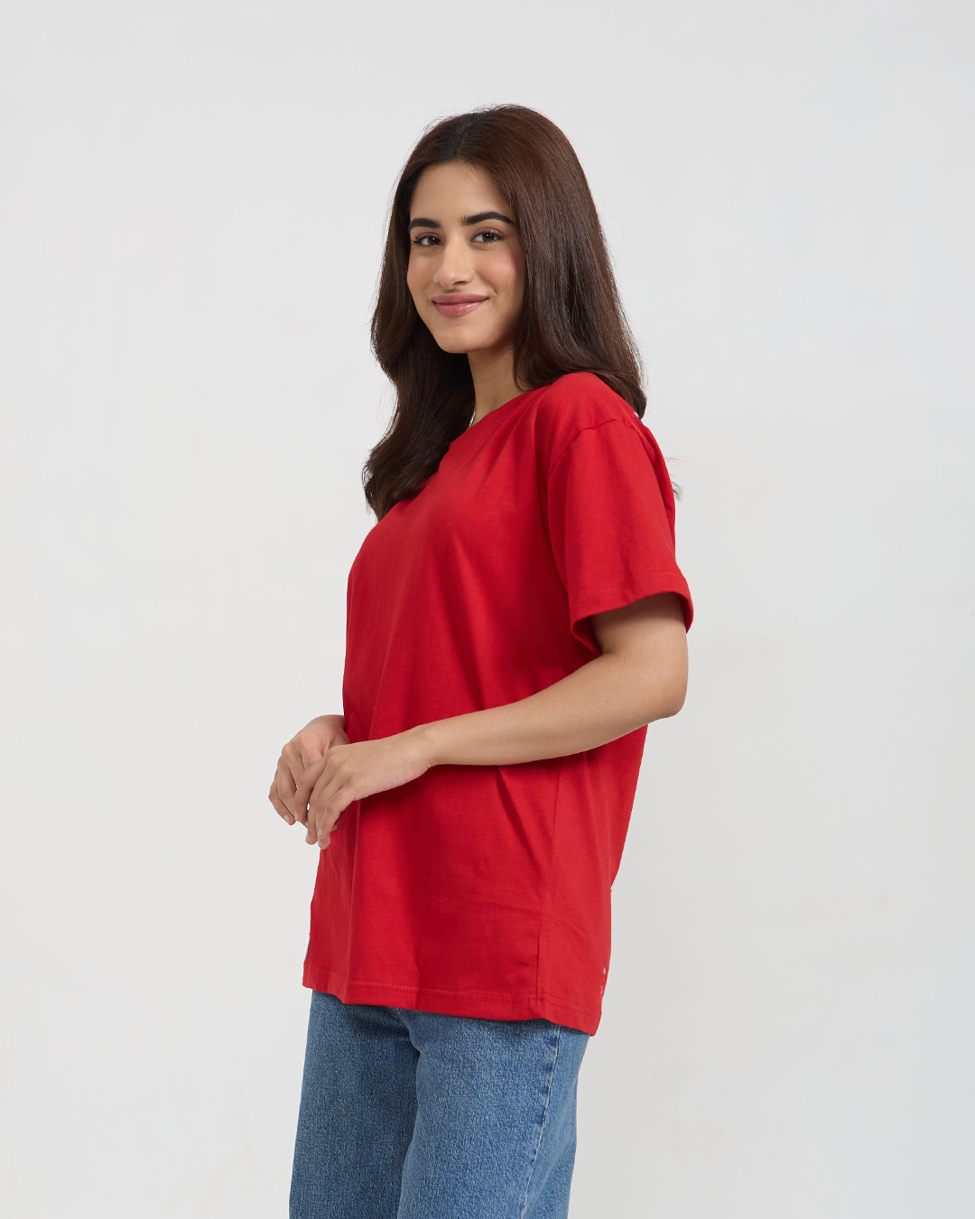 RB Red Plain Oversized T-Shirt