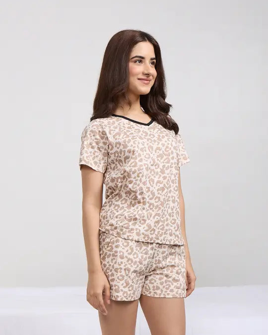 Lazy Leopard Cotton Shorts Set