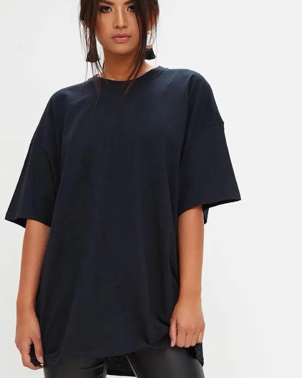 Shop Black Solid Women's Oversized T Shirt