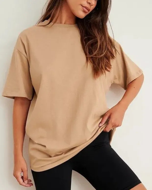 Taupe Solid Oversized T-Shirt