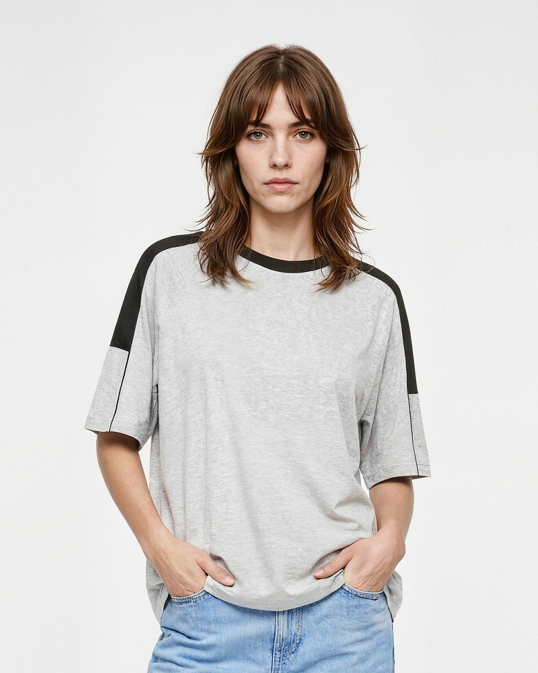 Grey Downtown Plain Oversize T-Shirt