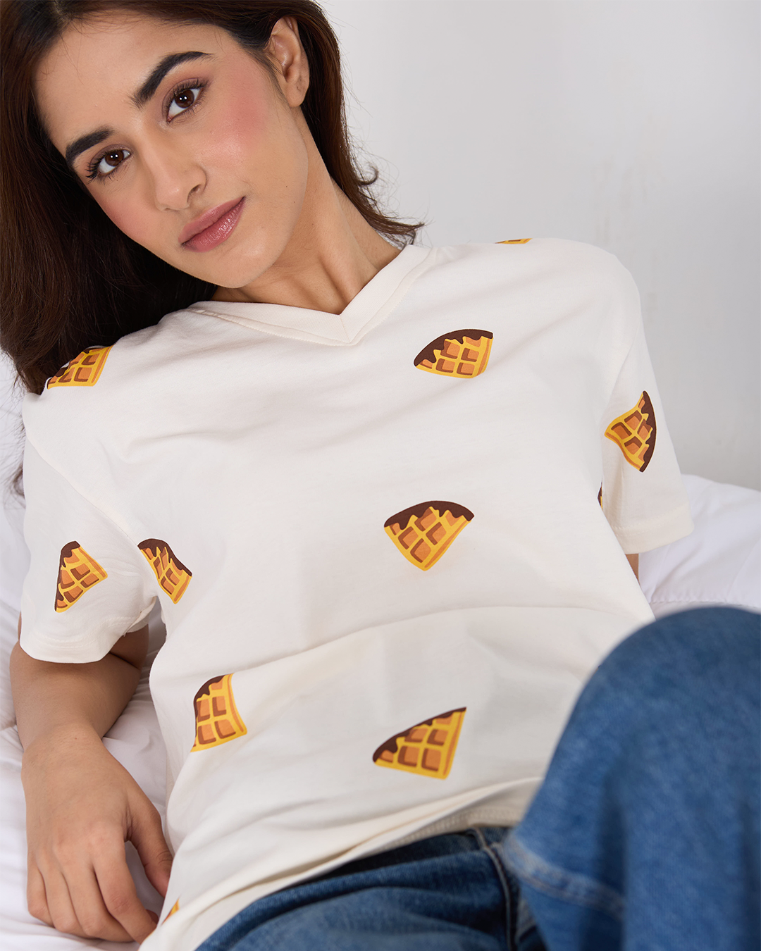 Waffy V-Neck Oversized T-Shirt