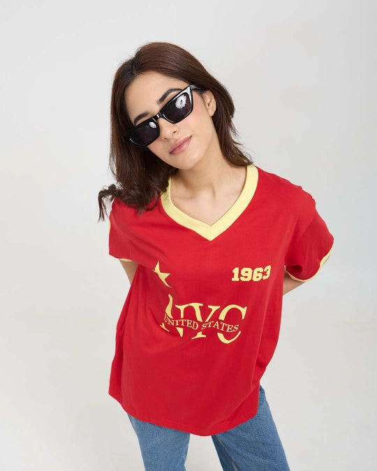 1963 Tap-Out V-Neck Oversize T-Shirt