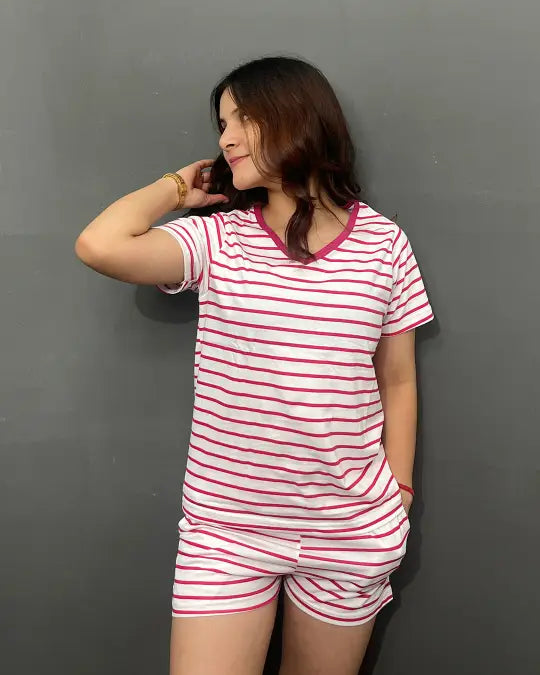 Candy Cane Cotton Shorts Set