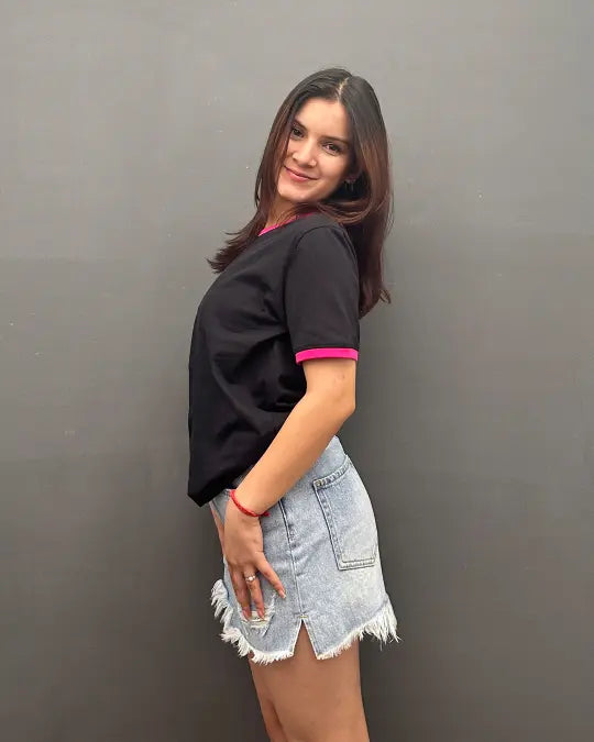 Tap Out T-Shirt - Black & Hot Pink