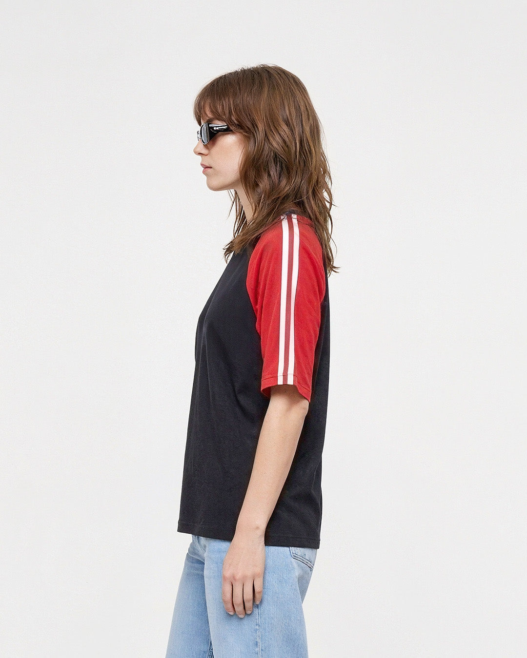 Black-Red Curve Plain T-Shirt