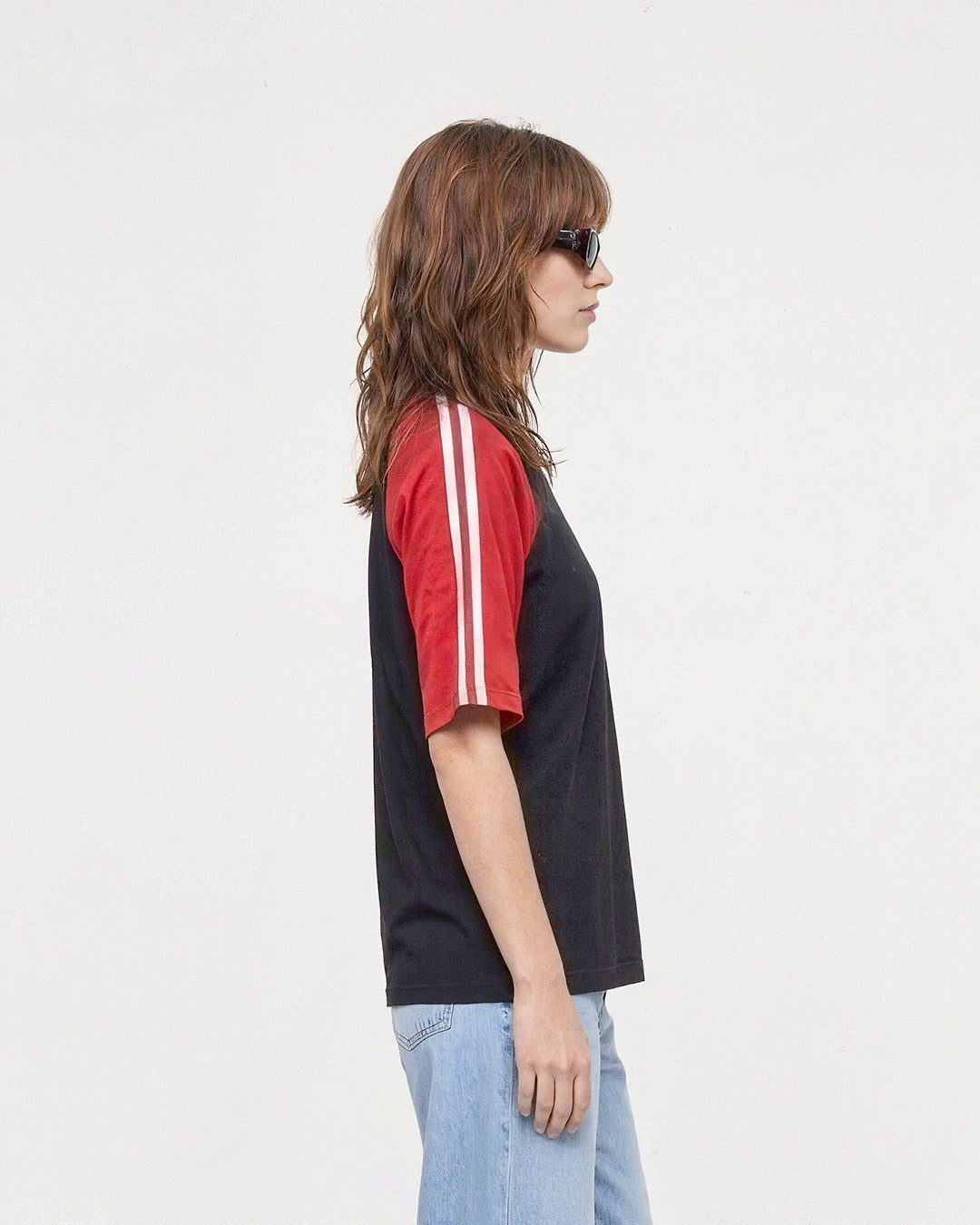 Black-Red Curve Plain T-Shirt