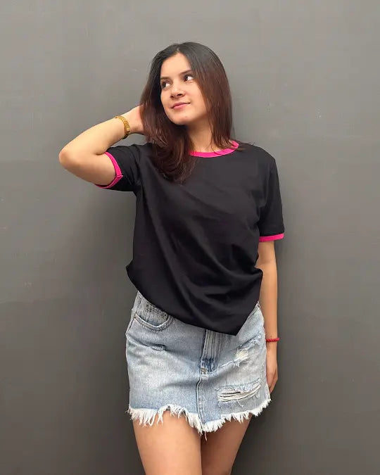 Tap Out T-Shirt - Black & Hot Pink