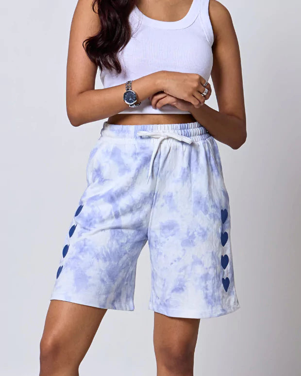 Blue Tie Dye Bermuda Shorts - Shop Printed T shirt for Women Online In India | LoveDky