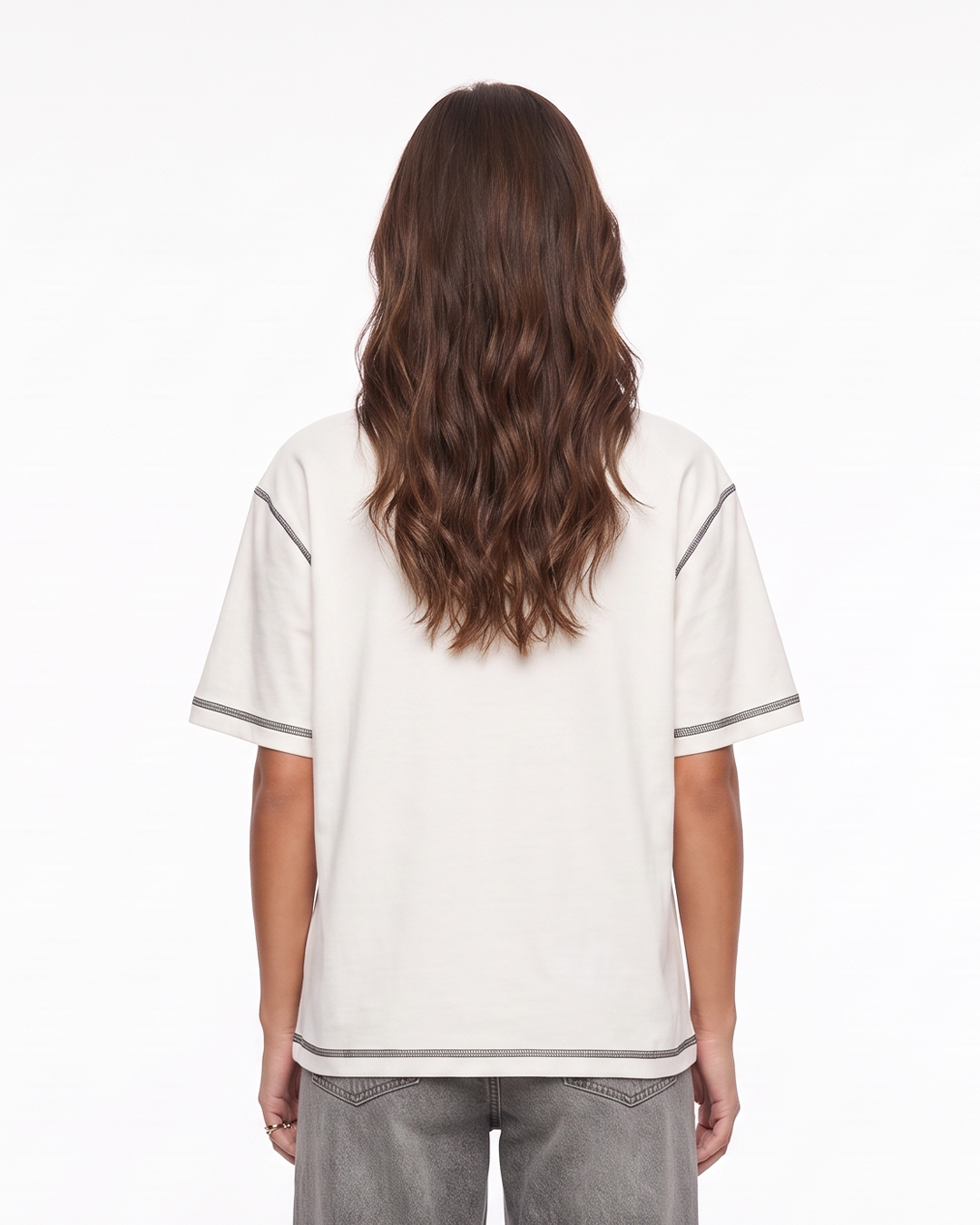 Pearl Reverse Weave Plain Oversized T-Shirt
