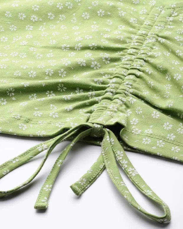 Green Sunflower Crop Top