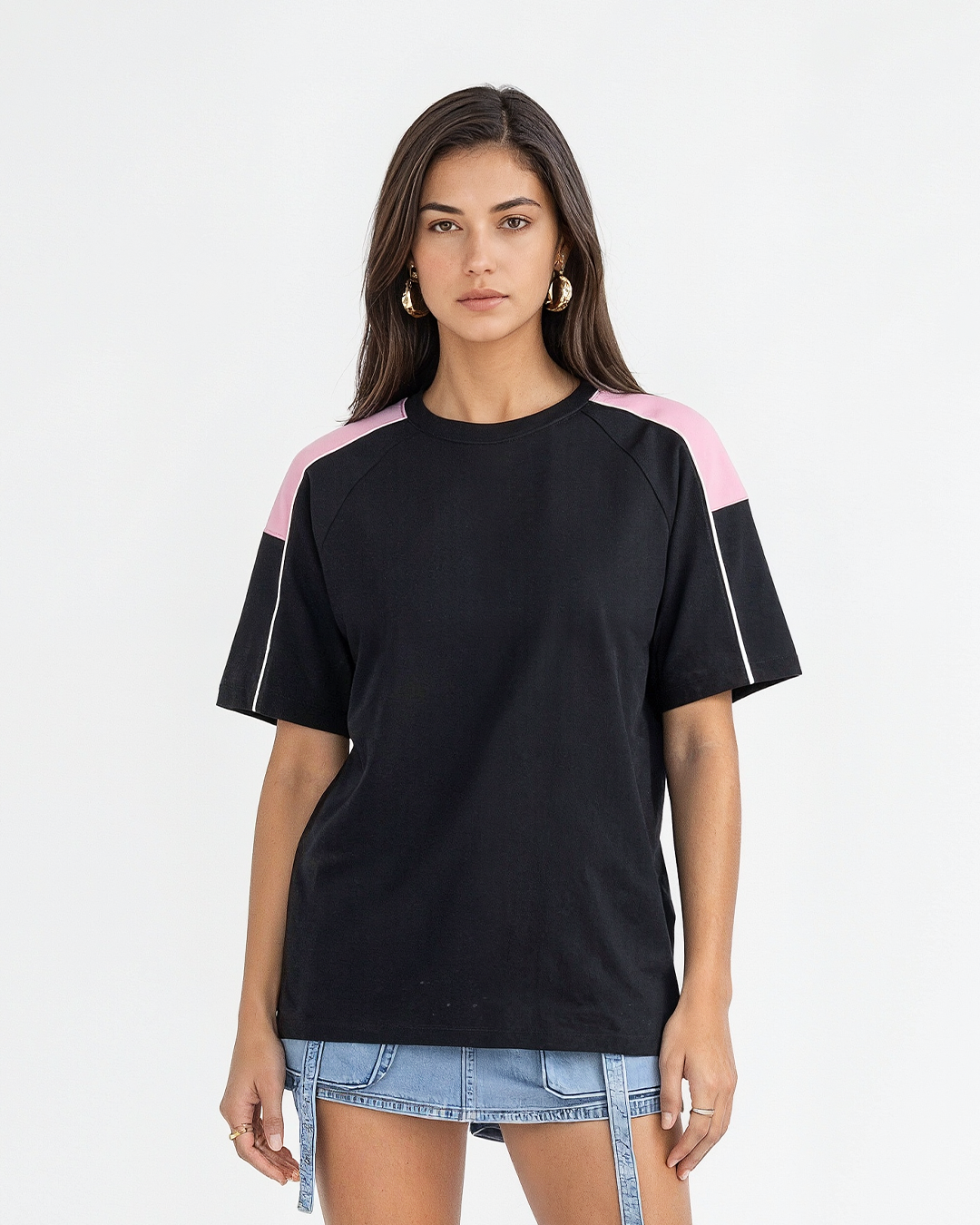 Black Downtown Plain Oversized T-Shirt