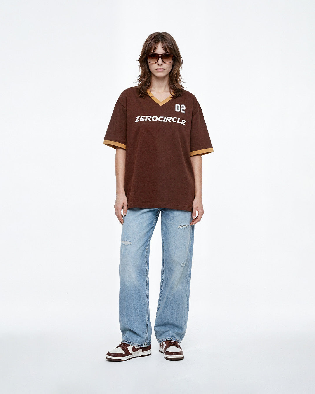 Zerocircle Tap-Out V-Neck Oversize T-Shirt