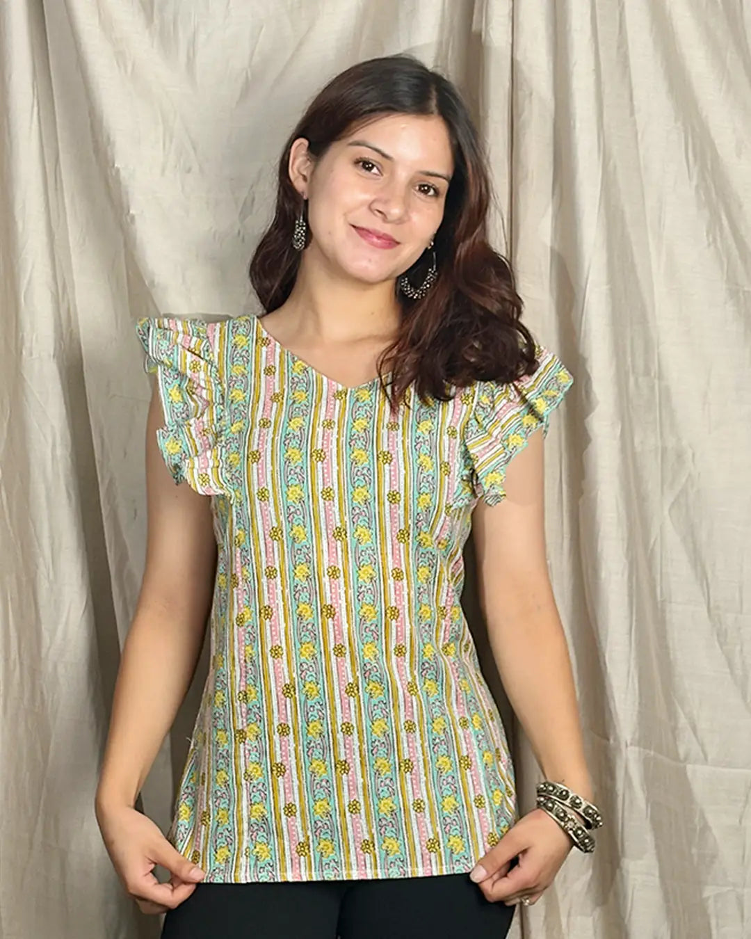 White Laila Ruffle Short Kurti