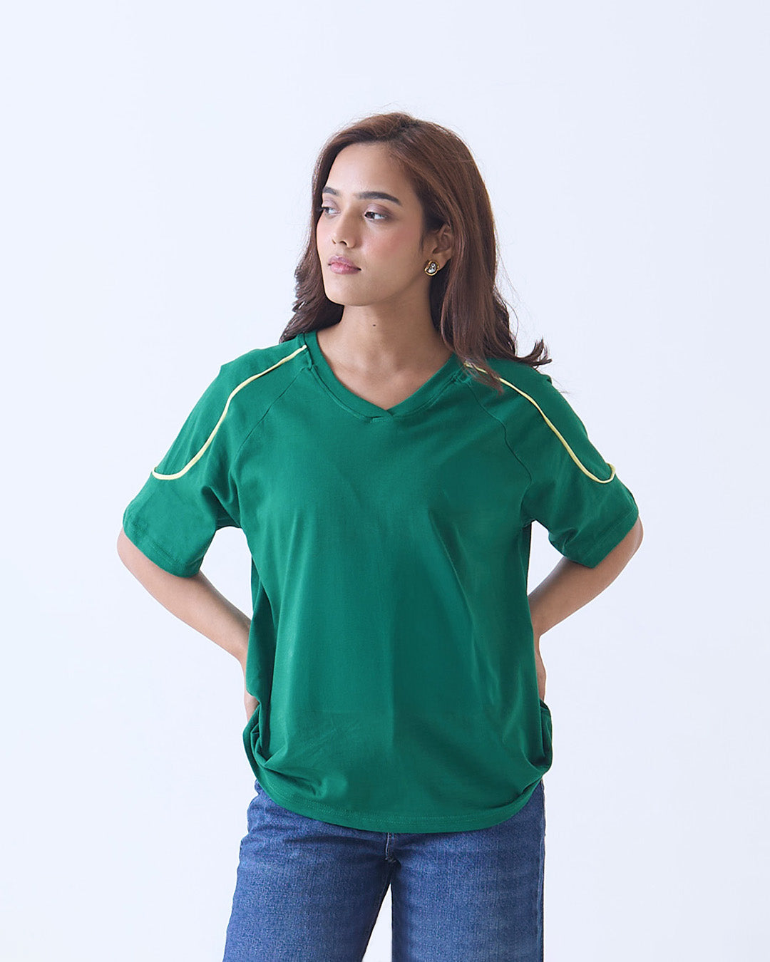 Green Varsity Plain Oversize T-Shirt
