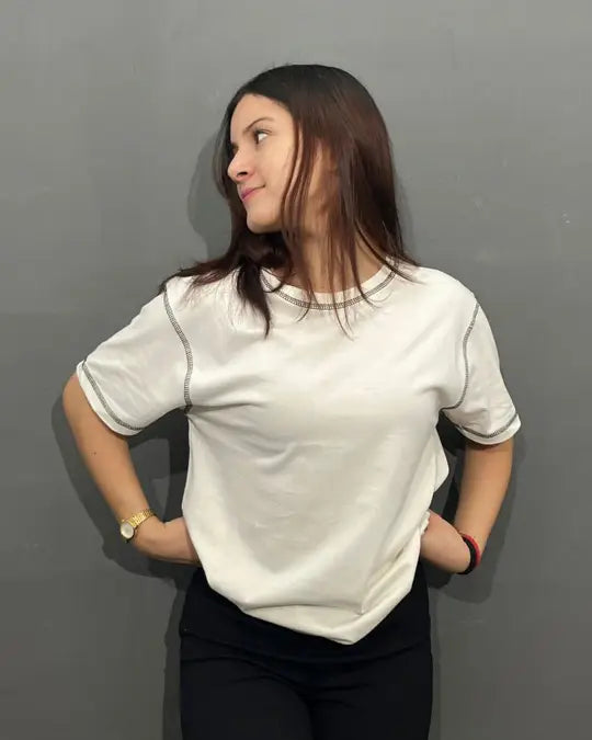 Pearl Reverse Weave Plain T-Shirt