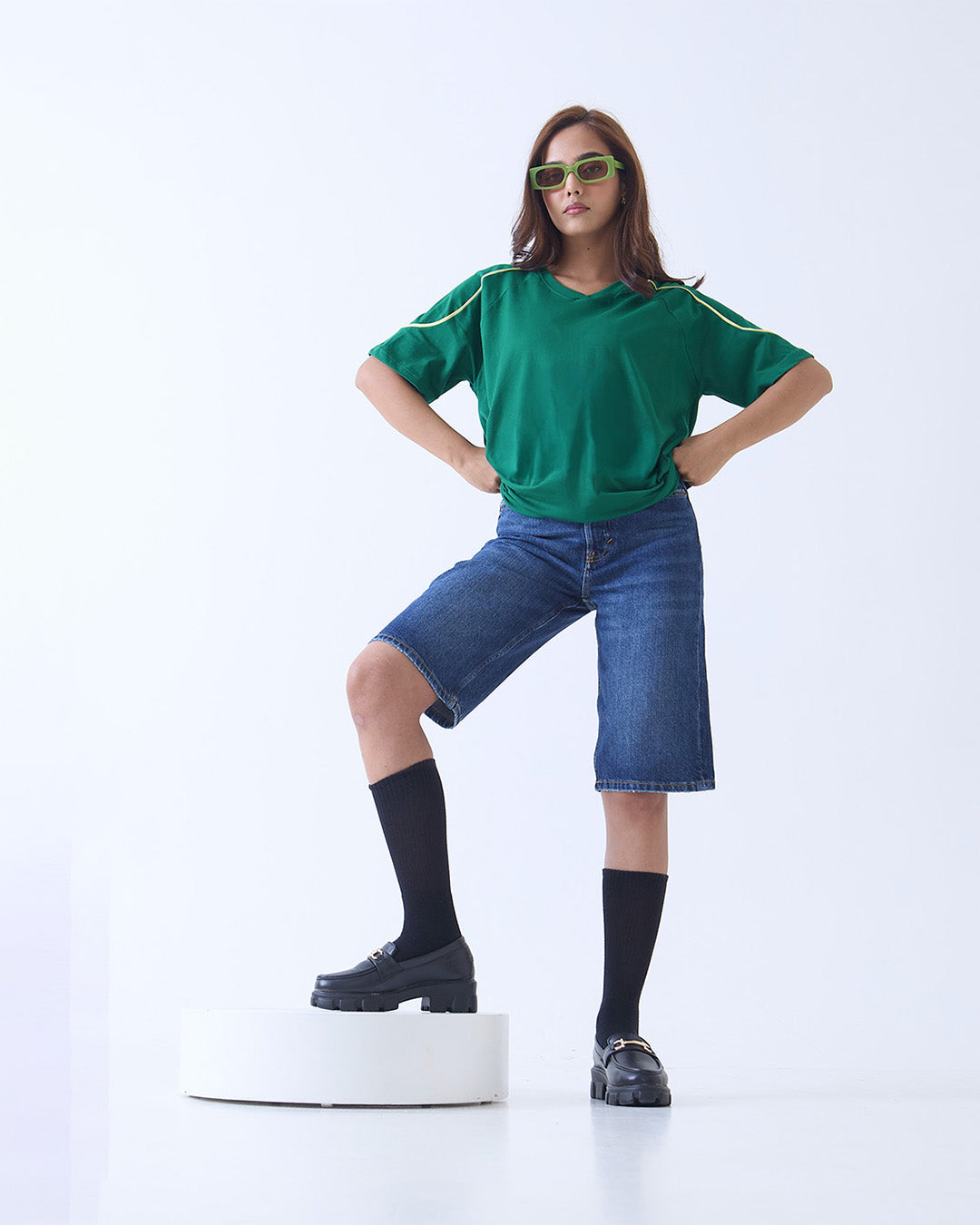 Green Varsity Plain Oversize T-Shirt