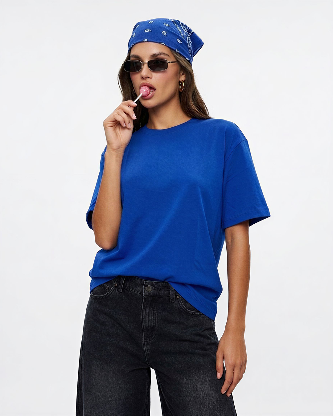 Royal Blue Plain Oversized T-Shirt