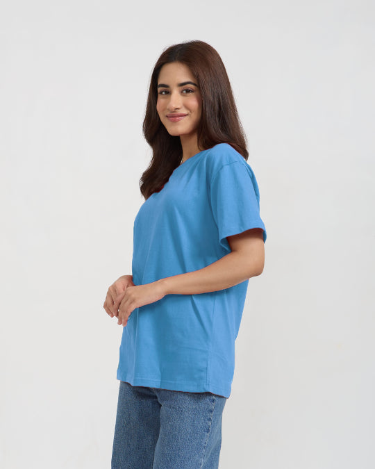 Denim Blue Plain Oversized T-Shirt