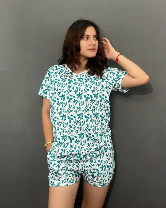 Forest Flow Cotton Shorts Set