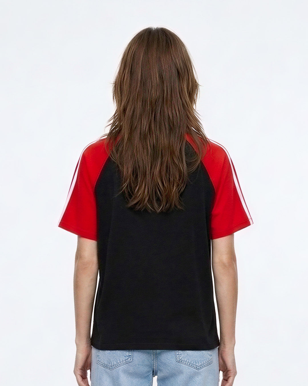 Black-Red Curve Plain T-Shirt