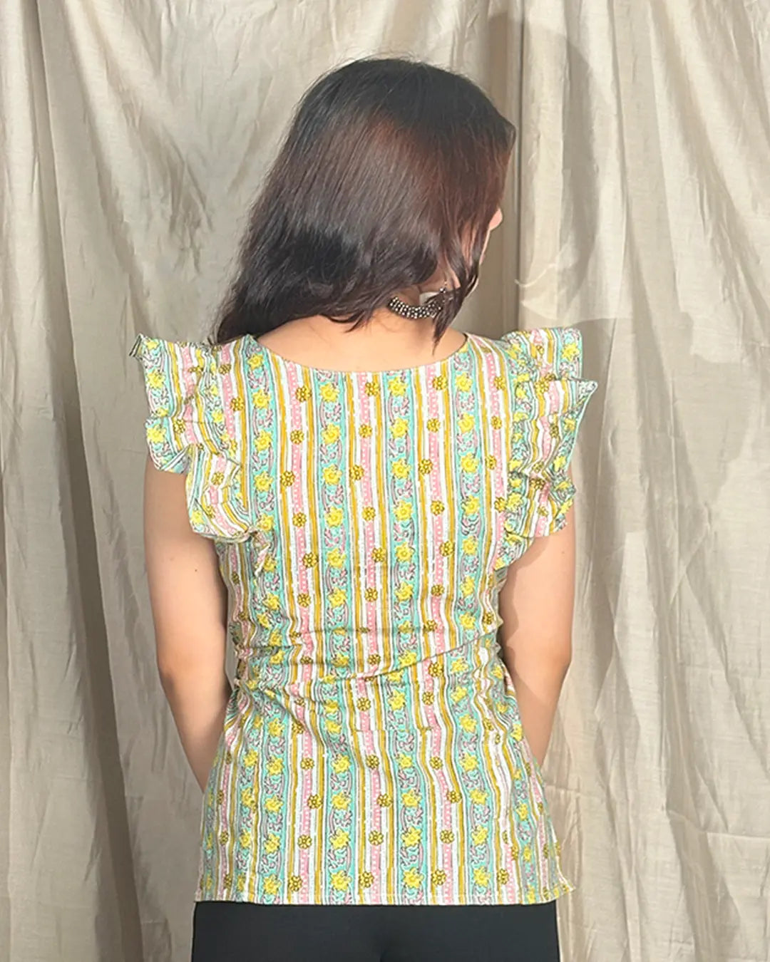 White Laila Ruffle Short Kurti