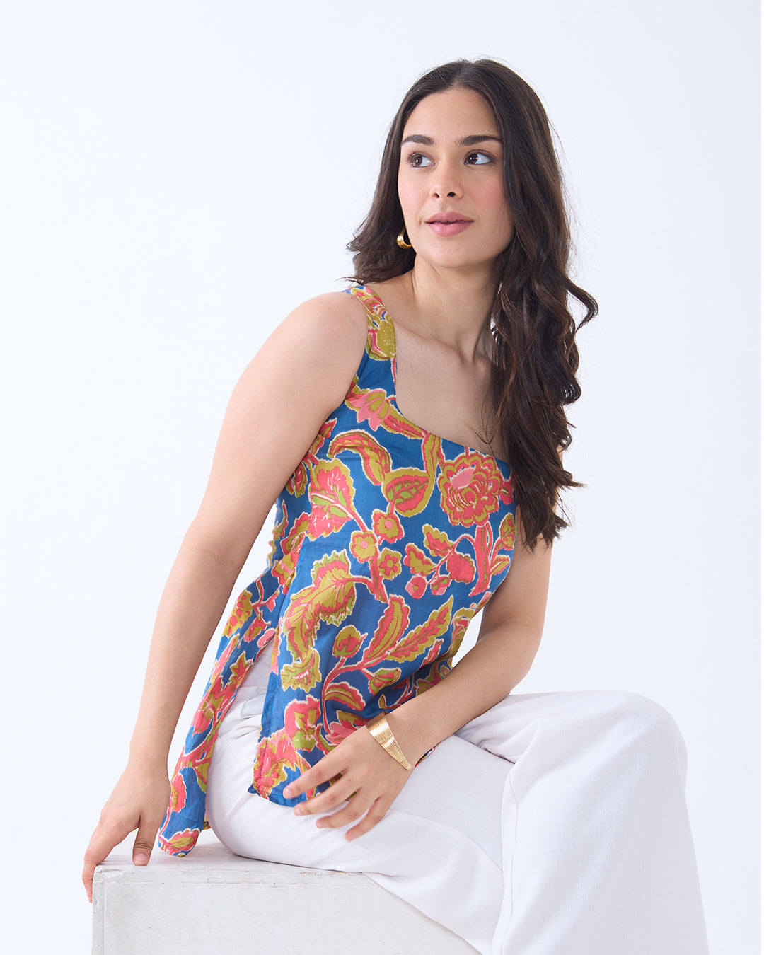 Blue Alia High Low Kurti