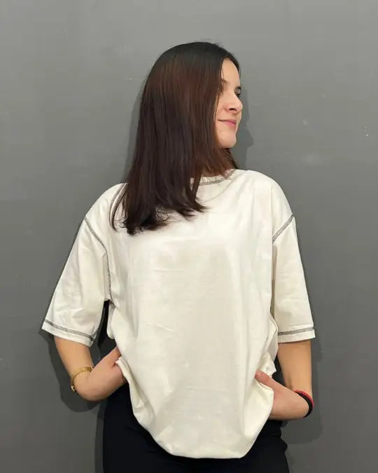 Pearl Reverse Weave Plain Oversized T-Shirt