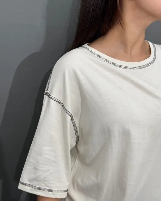 Pearl Reverse Weave Plain Oversized T-Shirt