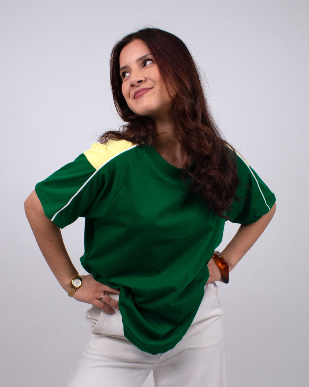 Green Downtown Plain Oversize T-Shirt