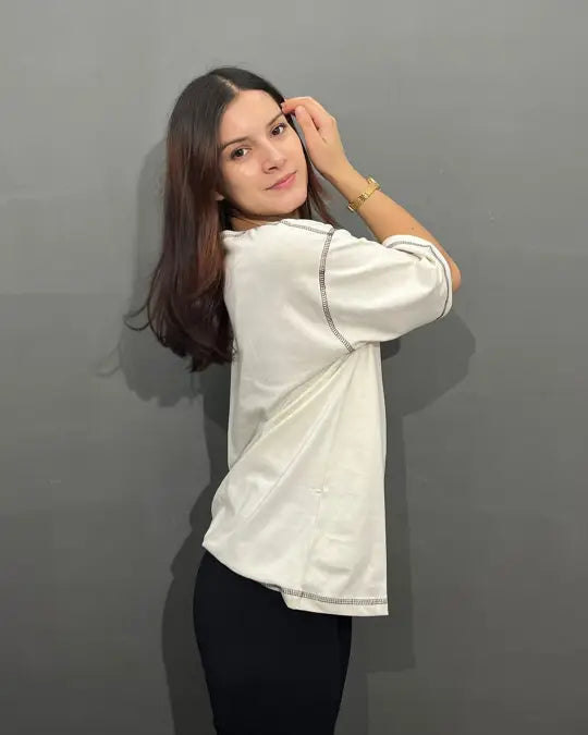 Pearl Reverse Weave Plain Oversized T-Shirt