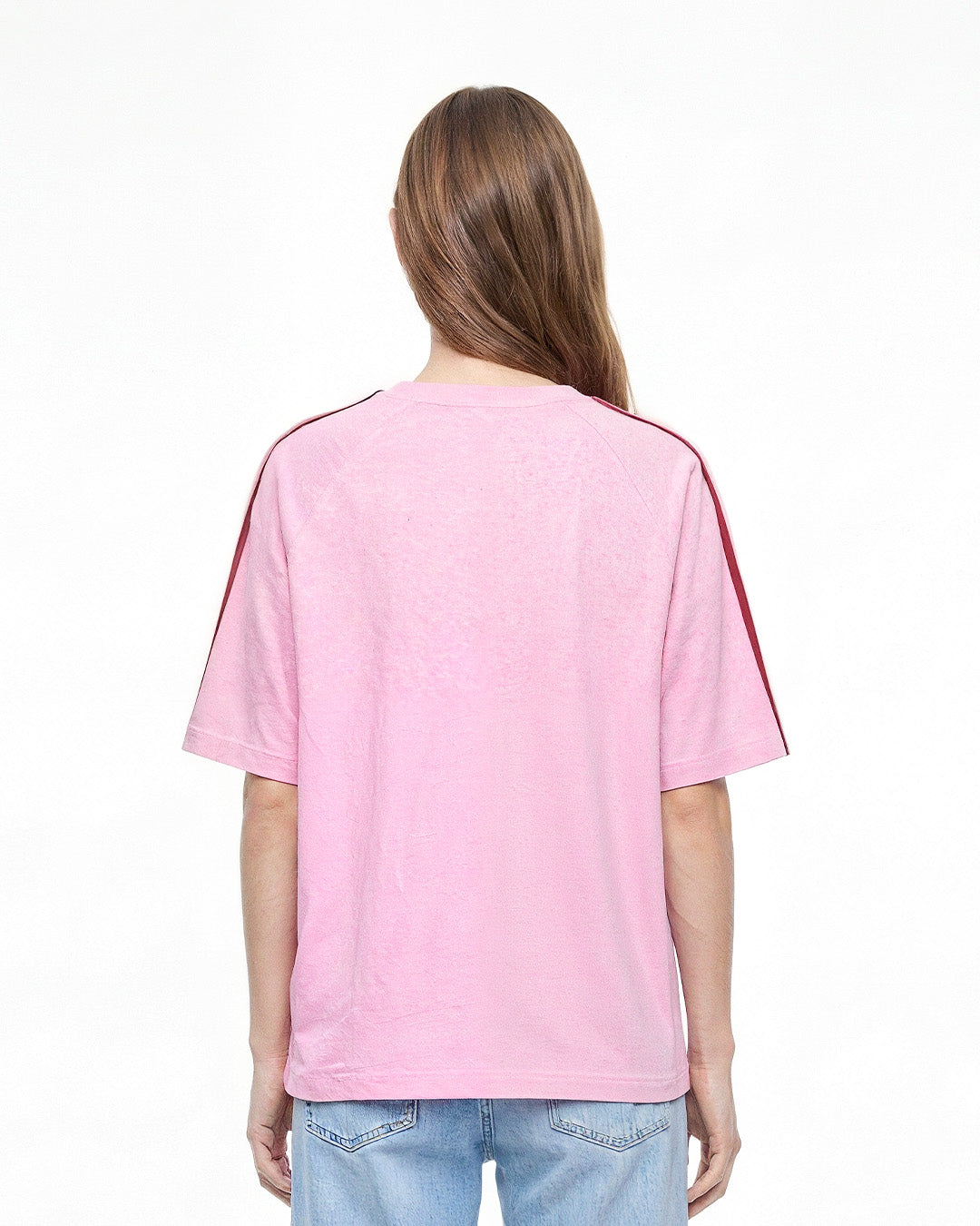 Pink-Red Curve Plain Oversize T-Shirt