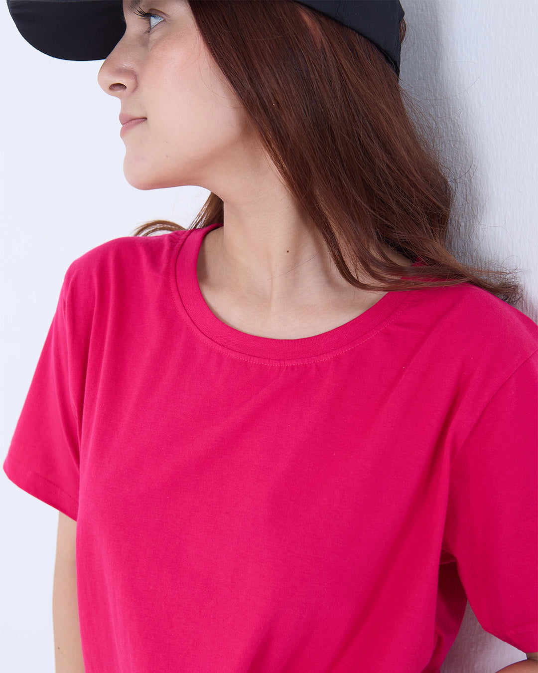 Hot Pink Plain Boxy T-Shirt