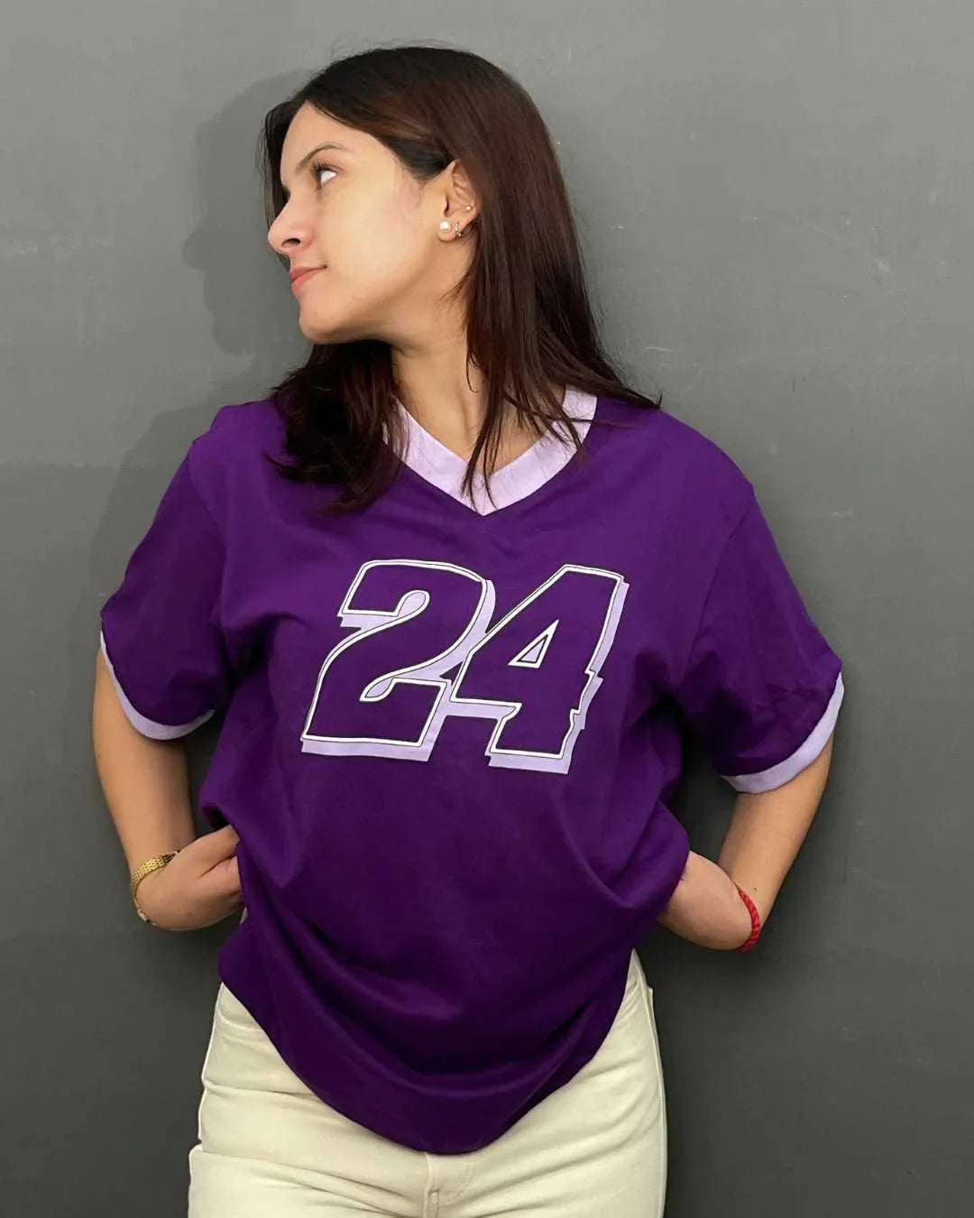 24 Tap-Out V-Neck Oversize T-Shirt for Women Online In India | DKY