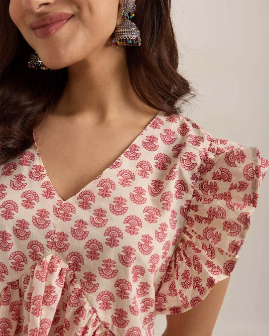 White Cherry Peplum Top