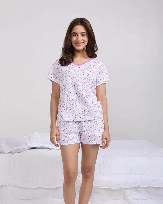 Berry Pop Cotton Shorts Set