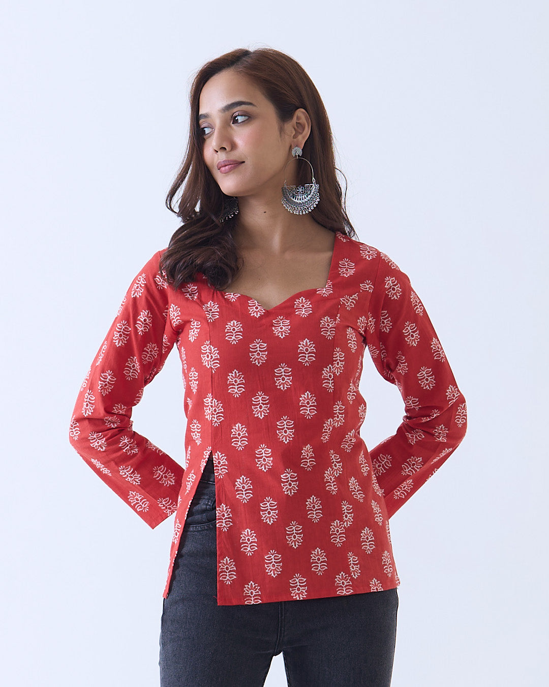 Red Ayesha Slit Kurti