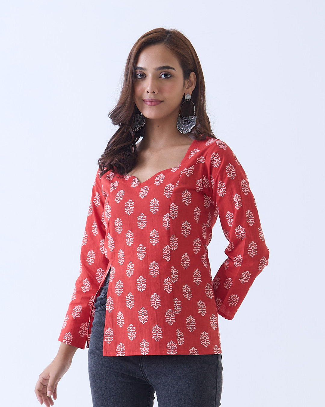 Red Ayesha Slit Kurti