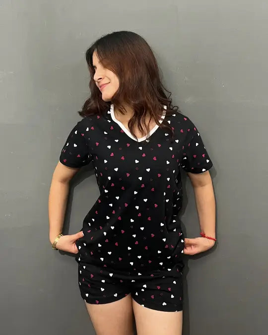 Heart Cotton Shorts Set