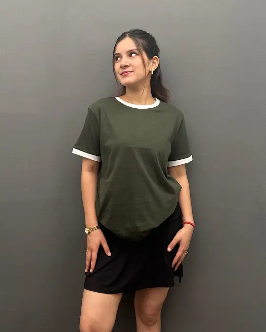 Tap Out T-Shirt - Olive & White